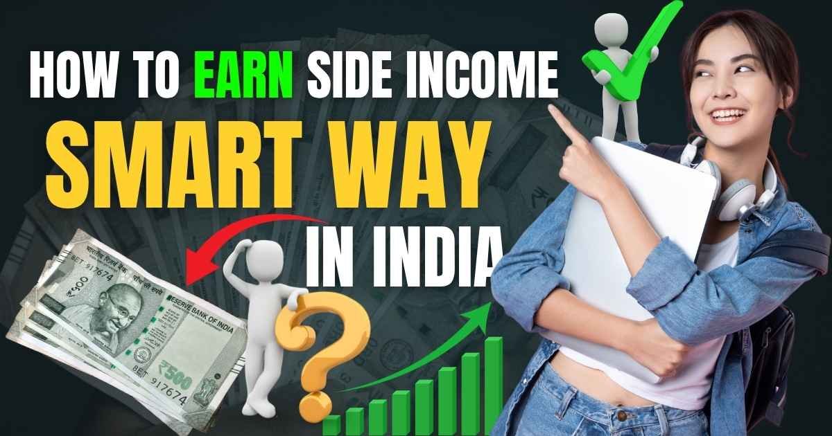 Person working on a laptop to earn side income in India through online methods
